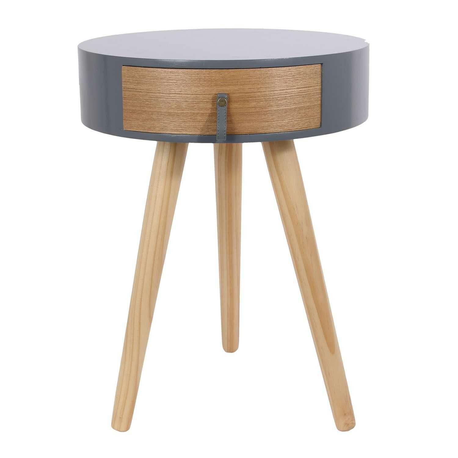 Stolik nocny SYLVIA HowHomely szary MDF drewno 35x35x46,5 cm 1 szt.