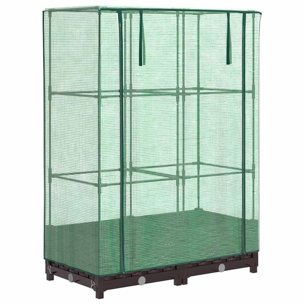 Podwyższona Grządka ze Szklarnią 80x40x123 cm Brązowa do Ogrodu z Pokryciem