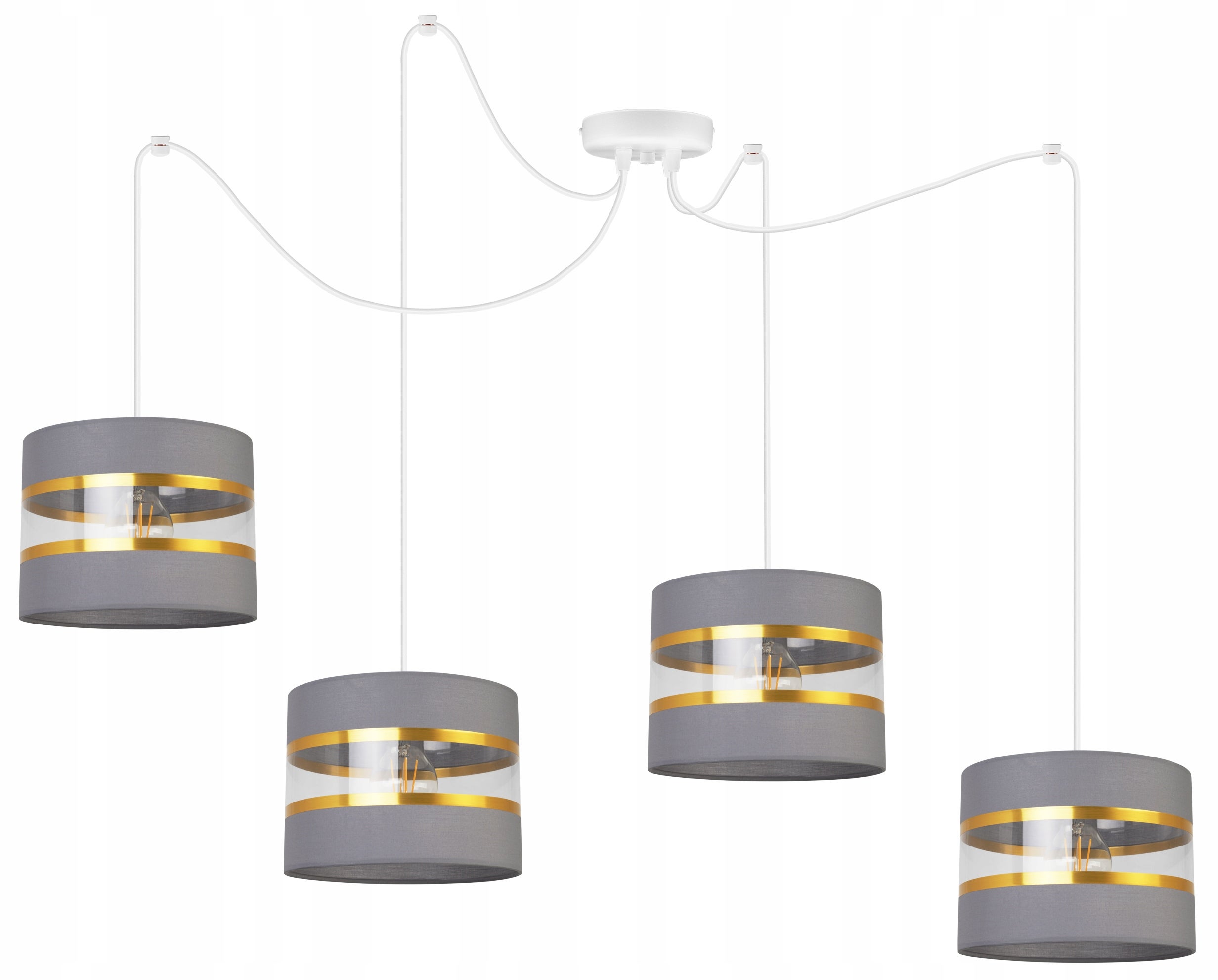 Lampa sufitowa wisząca Light Home LH Spider Elegance Gold 4x E27 60W szary/biały