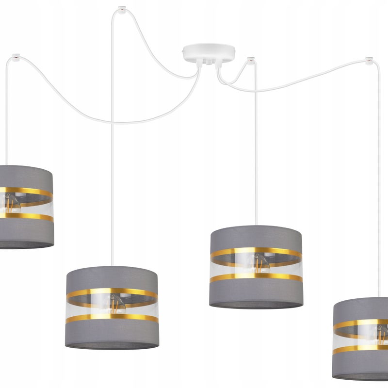Lampa sufitowa wisząca Light Home LH Spider Elegance Gold 4x E27 60W szary/biały