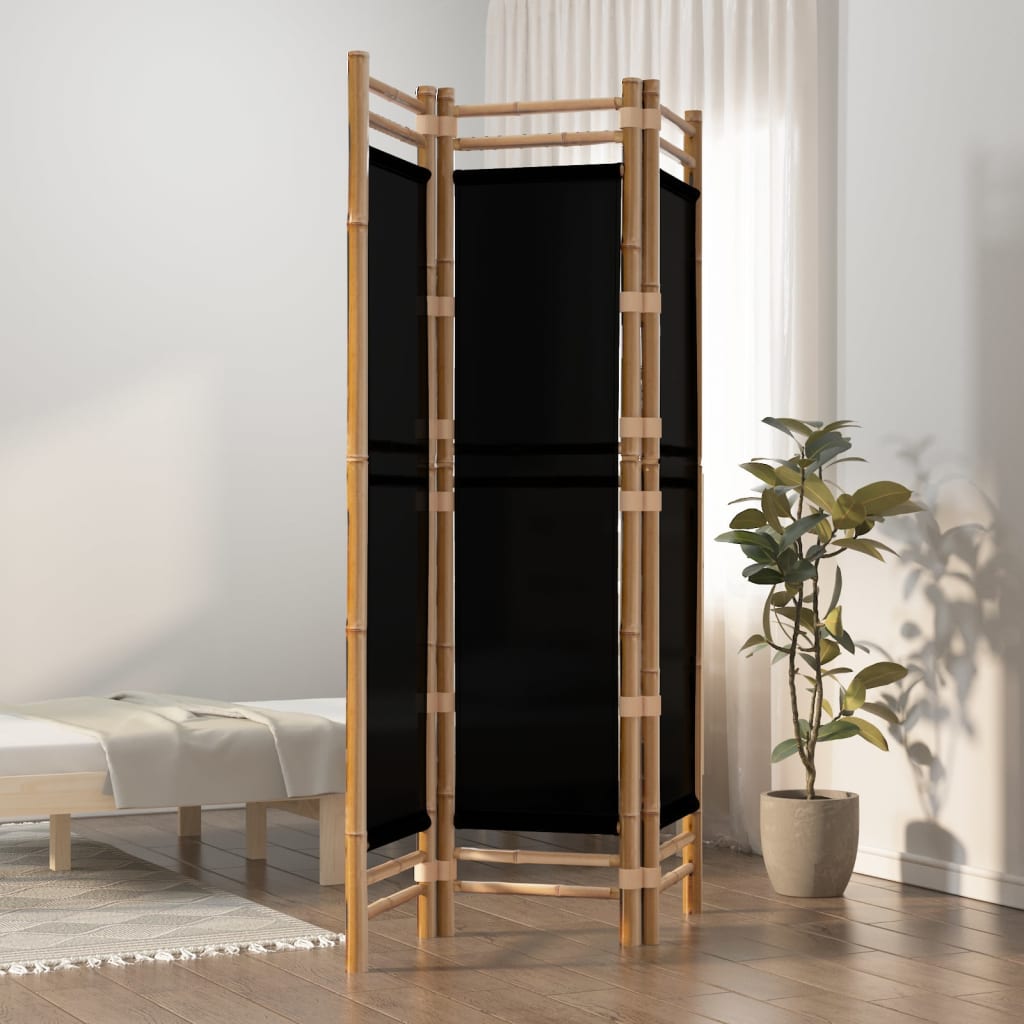 vidaXL Składany parawan 3-panelowy, 120 cm, bambus i płótno