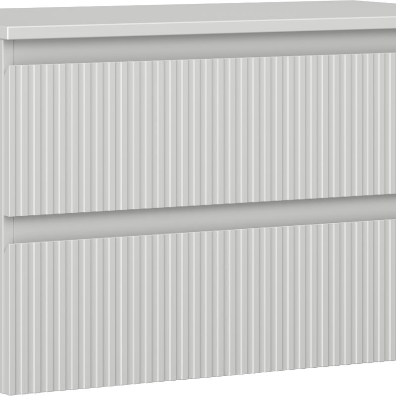 Mexen Rivel szafka łazienkowa podumywalkowa 80 cm z blatem, 2 szuflady, ryflowana , szara mat - 91A20-08047-2-BFFC62