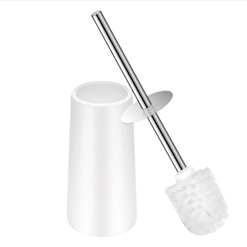 Szczotka do WC i uchwyt, szczotka do WC z długim uchwytem ze stali nierdzewnej 304 (biała) 21,5x10,5 cm