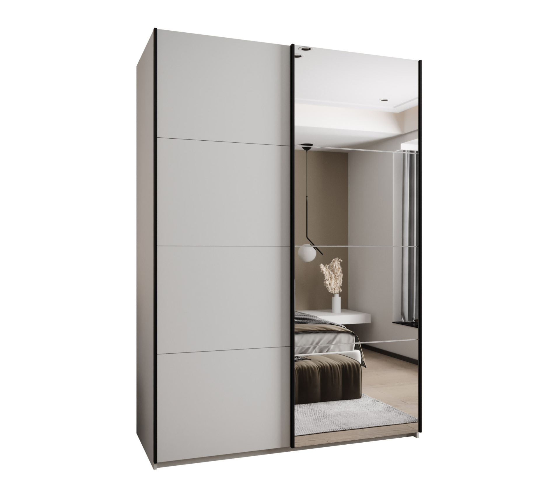 Szafa przesuwna wysoka Lux 3 170 x 64 x 245,5 cm biały + biały + u. czarny - Abiks Meble