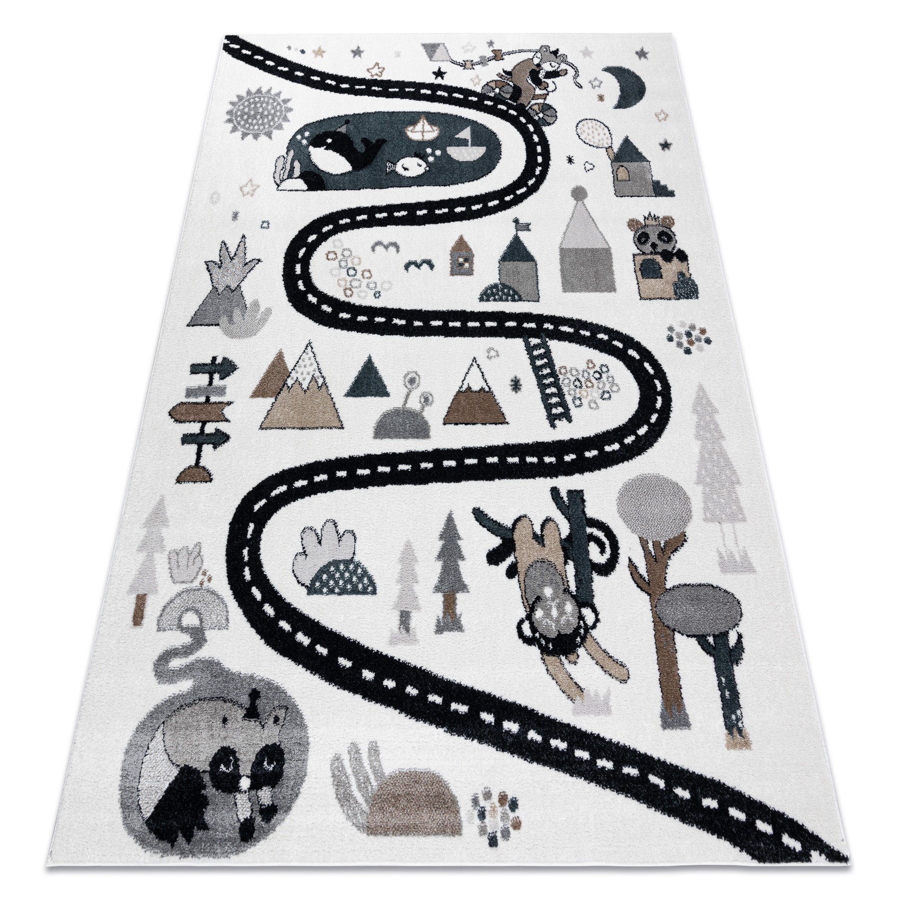 Dywan FUN Route dla dzieci, ulica, zwierzęta krem 200x290 cm