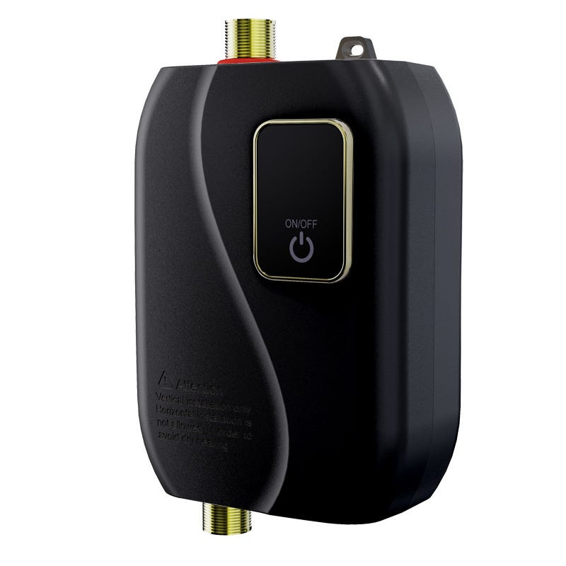 Przepływowy podgrzewacz wody pod zlewem - 220 V 3500 W - mały przepływowy podgrzewacz wody - odpowiedni do kuchni i łazienek w kamperach - czarny