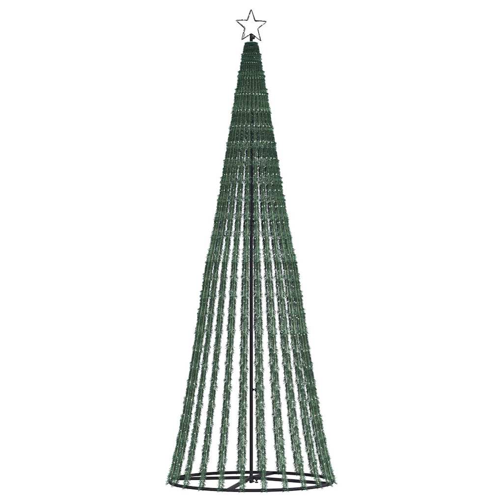 Choinka LED Zewnętrzna 247 cm Zimna Biel z Gwiazdą i Podstawą