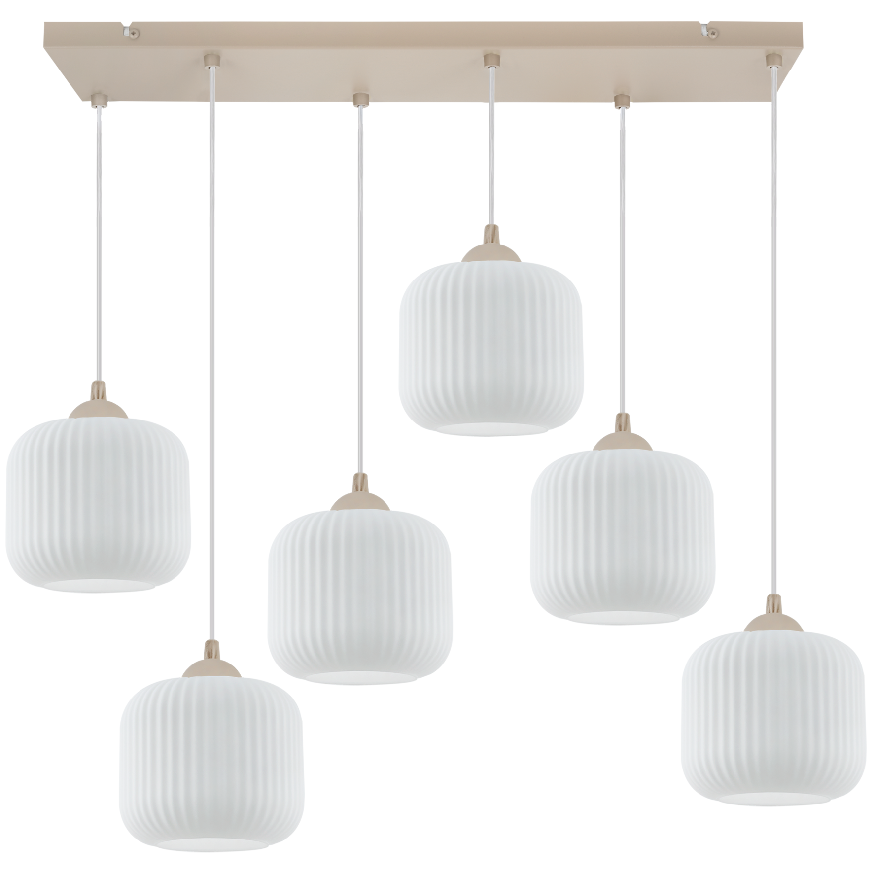 Lampa sufitowa wisząca Light Home LH Riffle 6xE27 kaszmir klosz biały 15cm walec