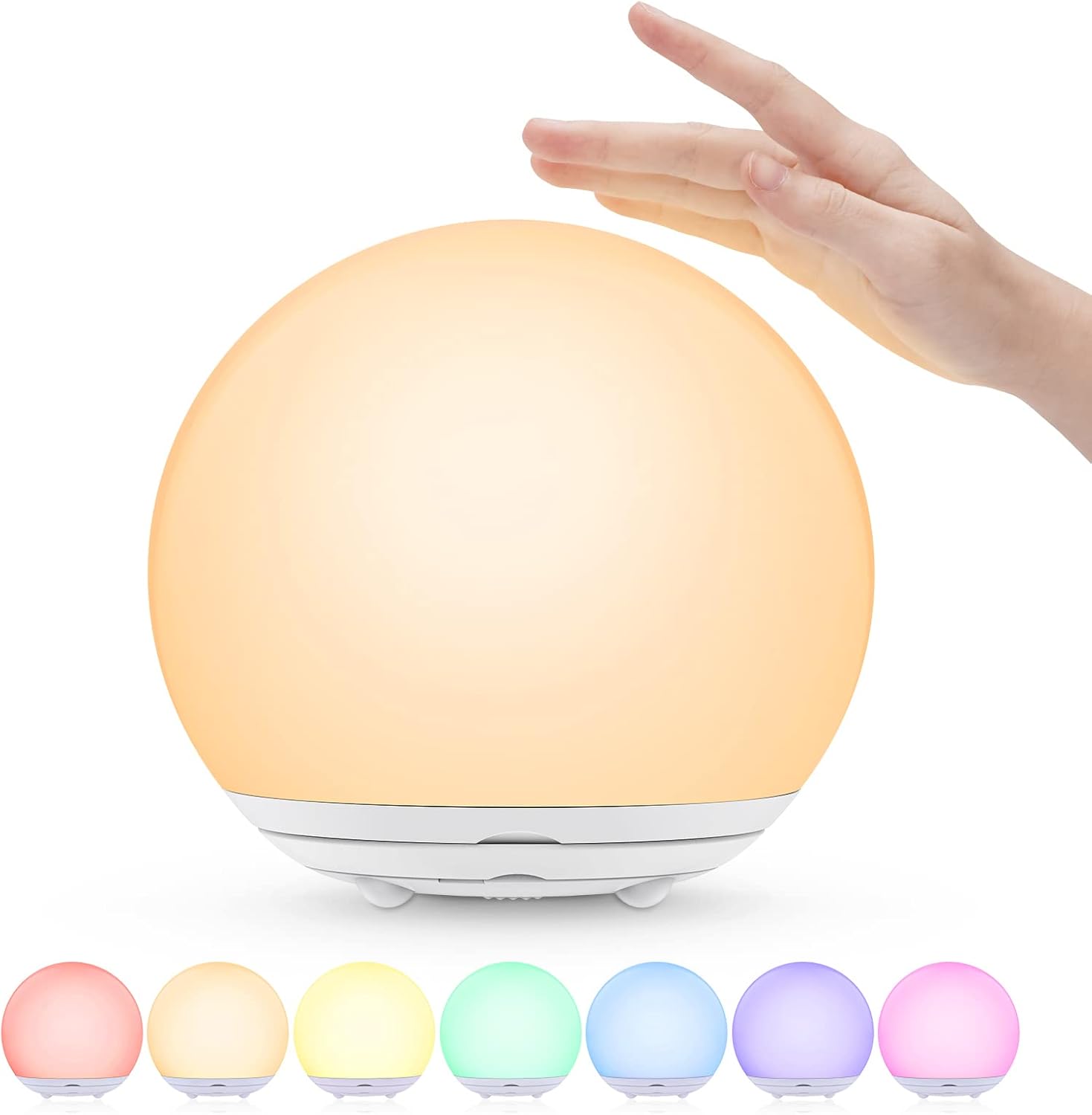 Lampka nocna ładowana przez USB, kolorowa lampka z delikatną atmosferą, włącznik dotykowy i minutnik do sypialni