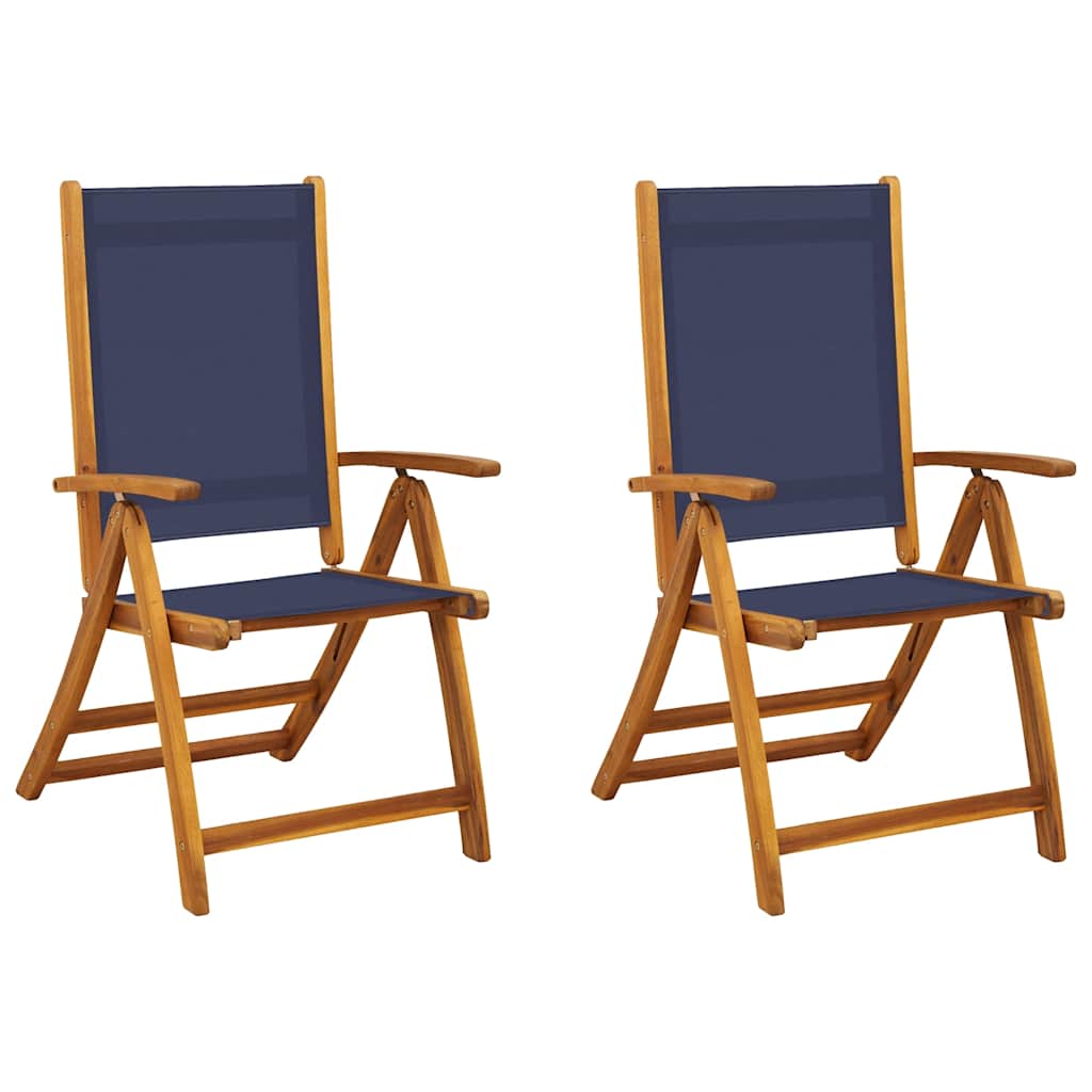 2x Krzesło Ogrodowe Drewniane Niebieskie Składane z Akacji na Taras