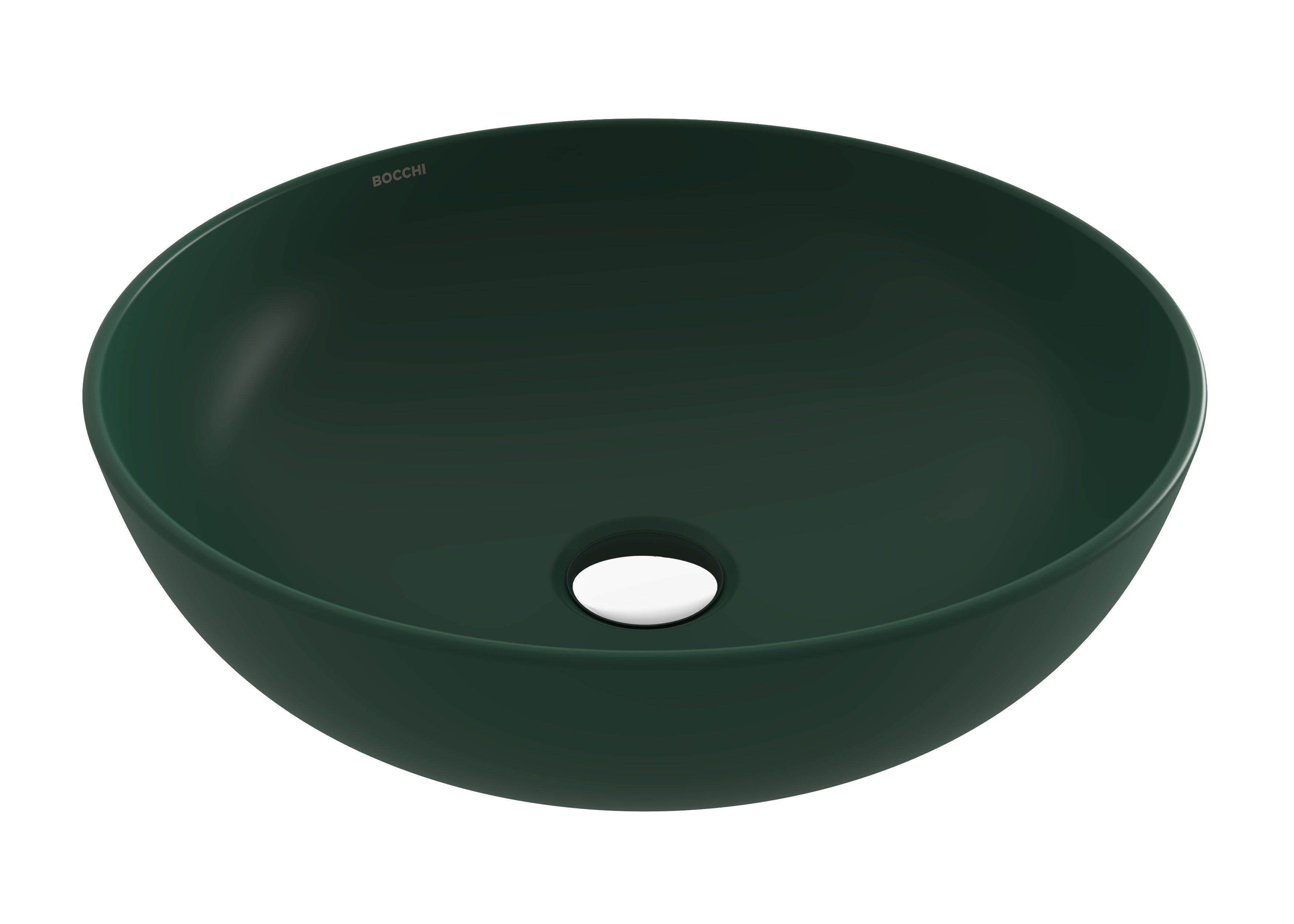 BOCCHI SOTTILE SLIM LINE Umywalka nablatowa okrągła 38cm zielony (mat)