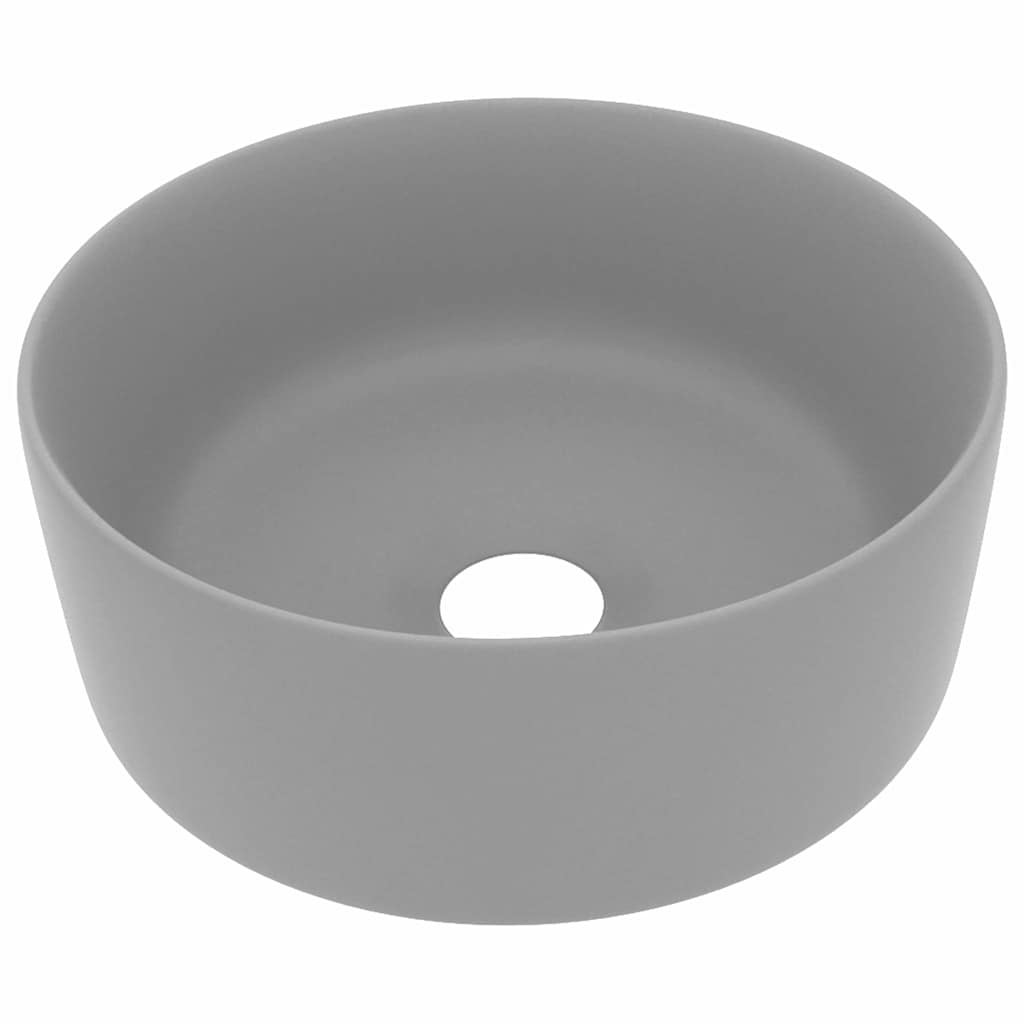 Umywalka Nablatowa Ceramiczna Okrągła Szara do Łazienki 40 cm
