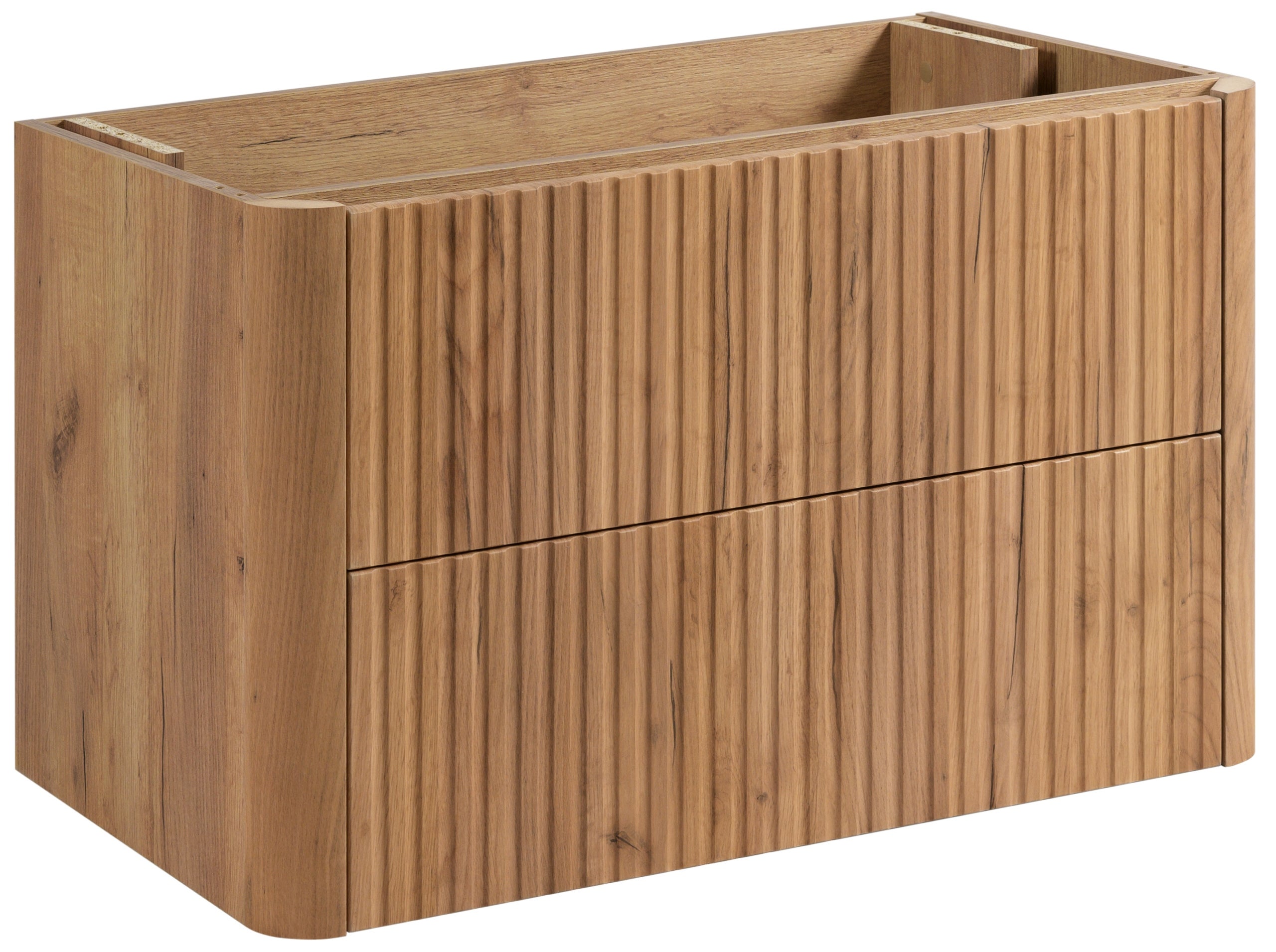 Szafka łazienkowa LINEA 80 cm dąb craft złoty ryflowana wisząca Push to Open