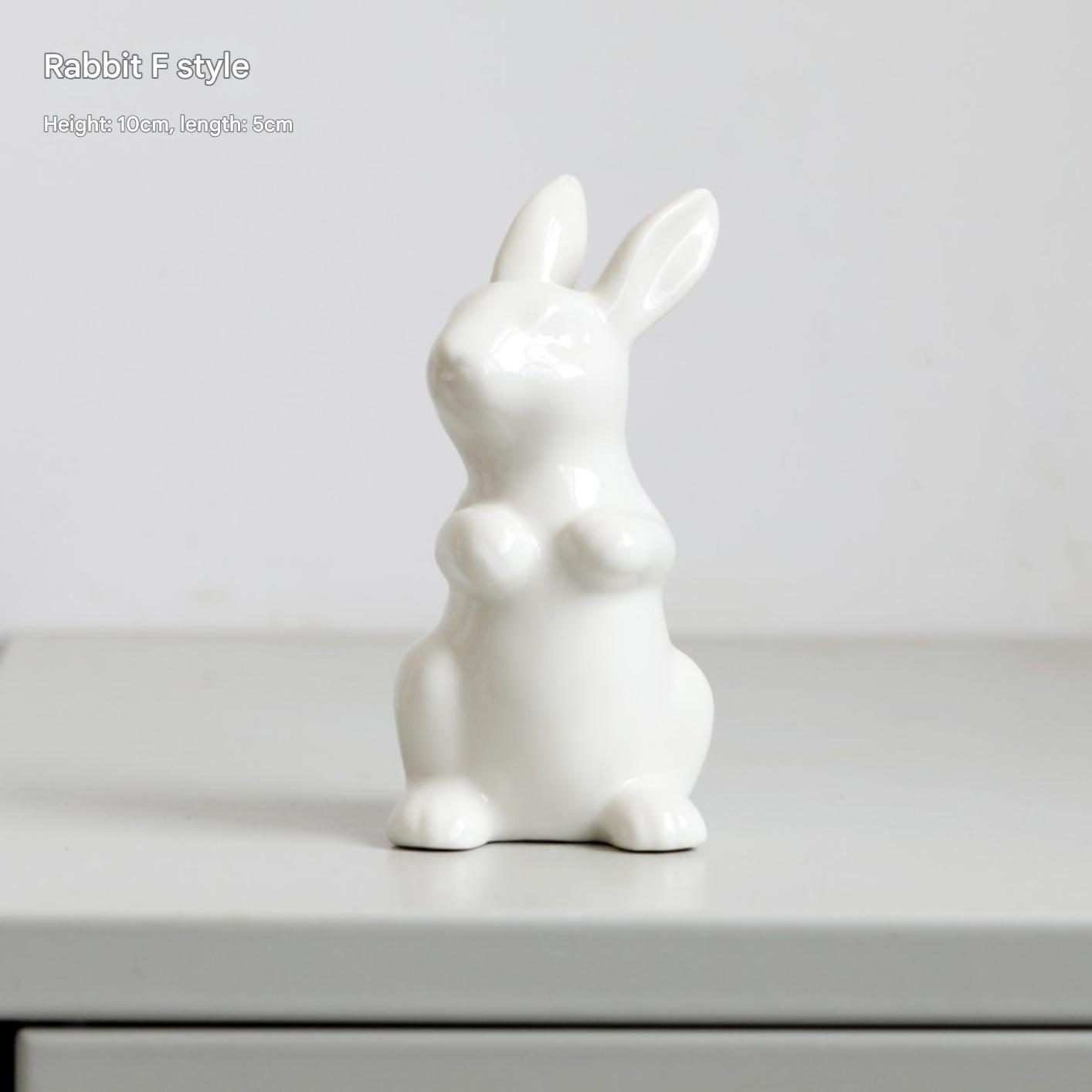 Dekoracja wielkanocna: Mini biały ceramiczny zajączek / Mini zajączek F