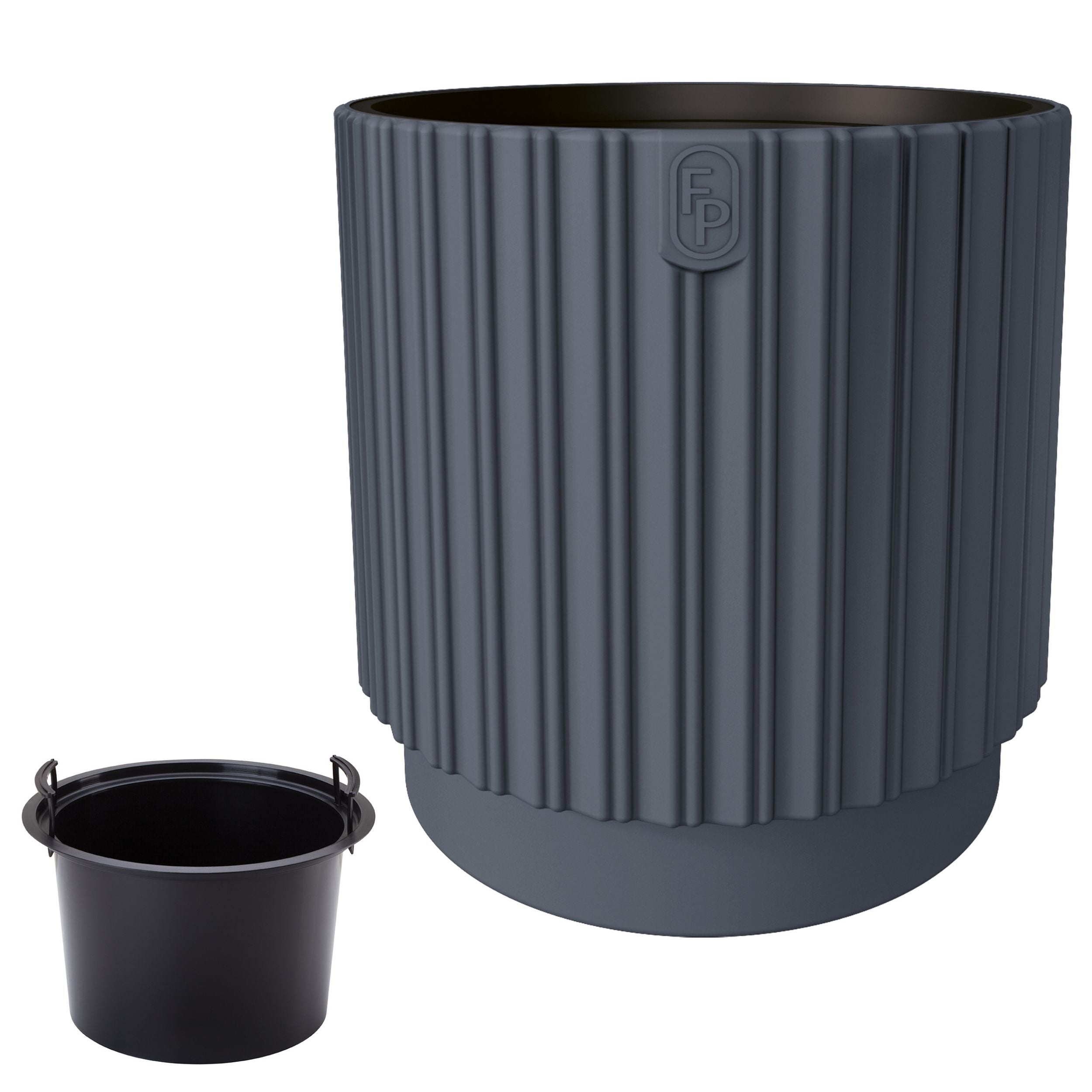 Doniczka okrągła z wkładem Form Plastic Mika Cyli 30 kolor Antracyt 1szt