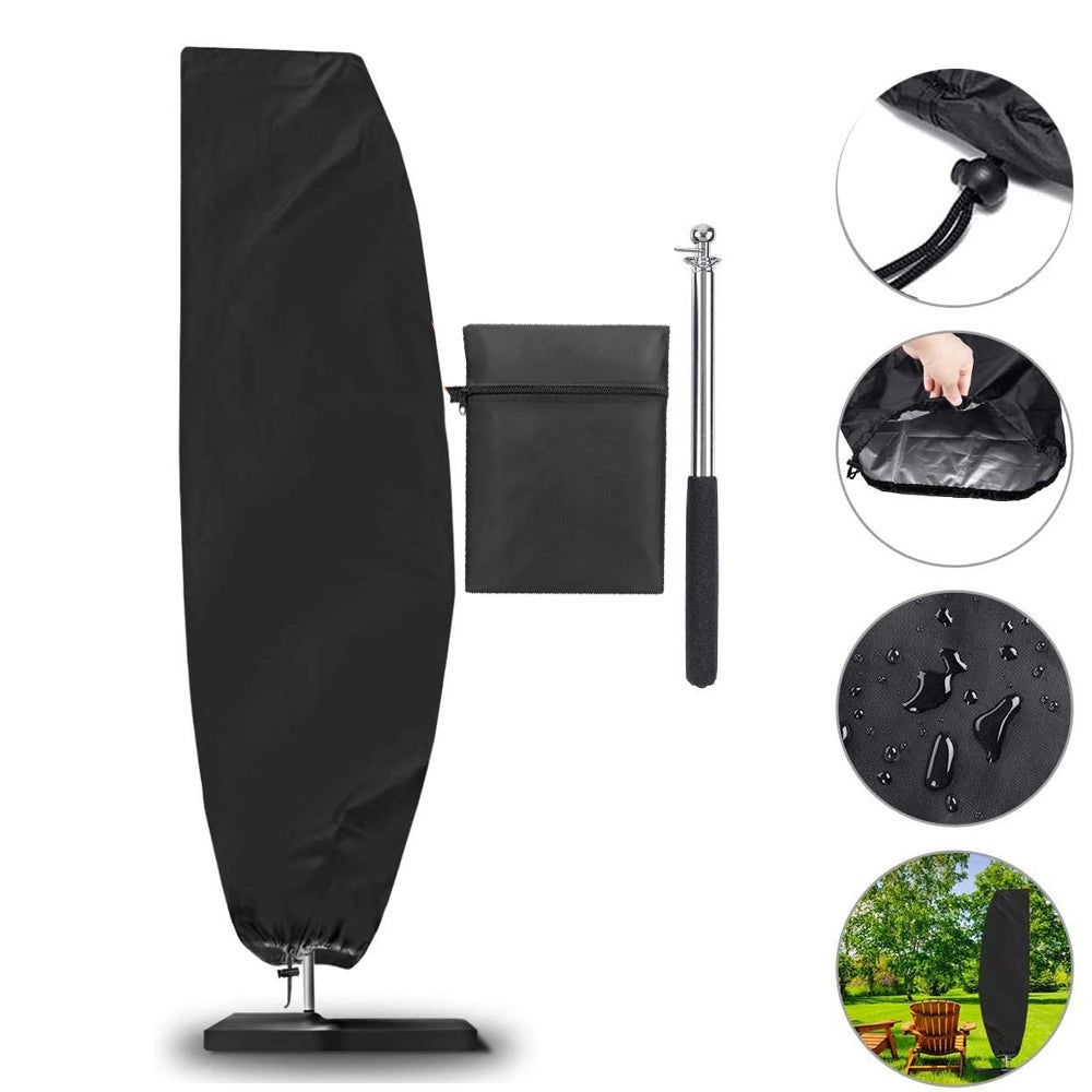 Pokrowiec na parasol z tkaniny Oxford (280 x 30/81/45 cm), wodoodporny, wiatroszczelny i odporny na promieniowanie UV, z zamkiem błyskawicznym, czarn