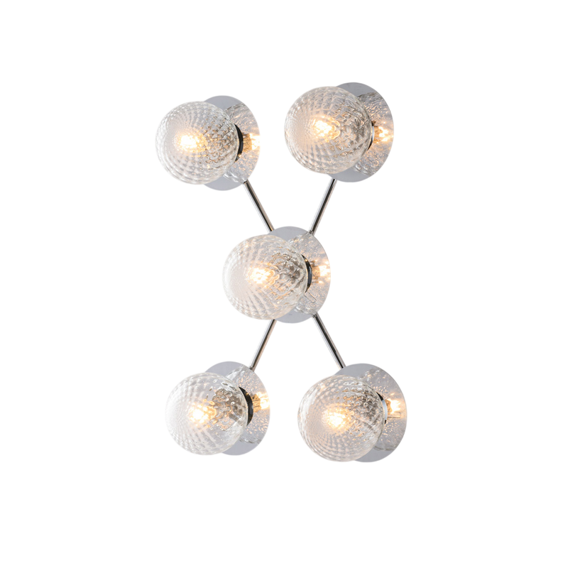 Plafoniera in ferro cromo lucido 5 luci H.17 - L.62 x 42