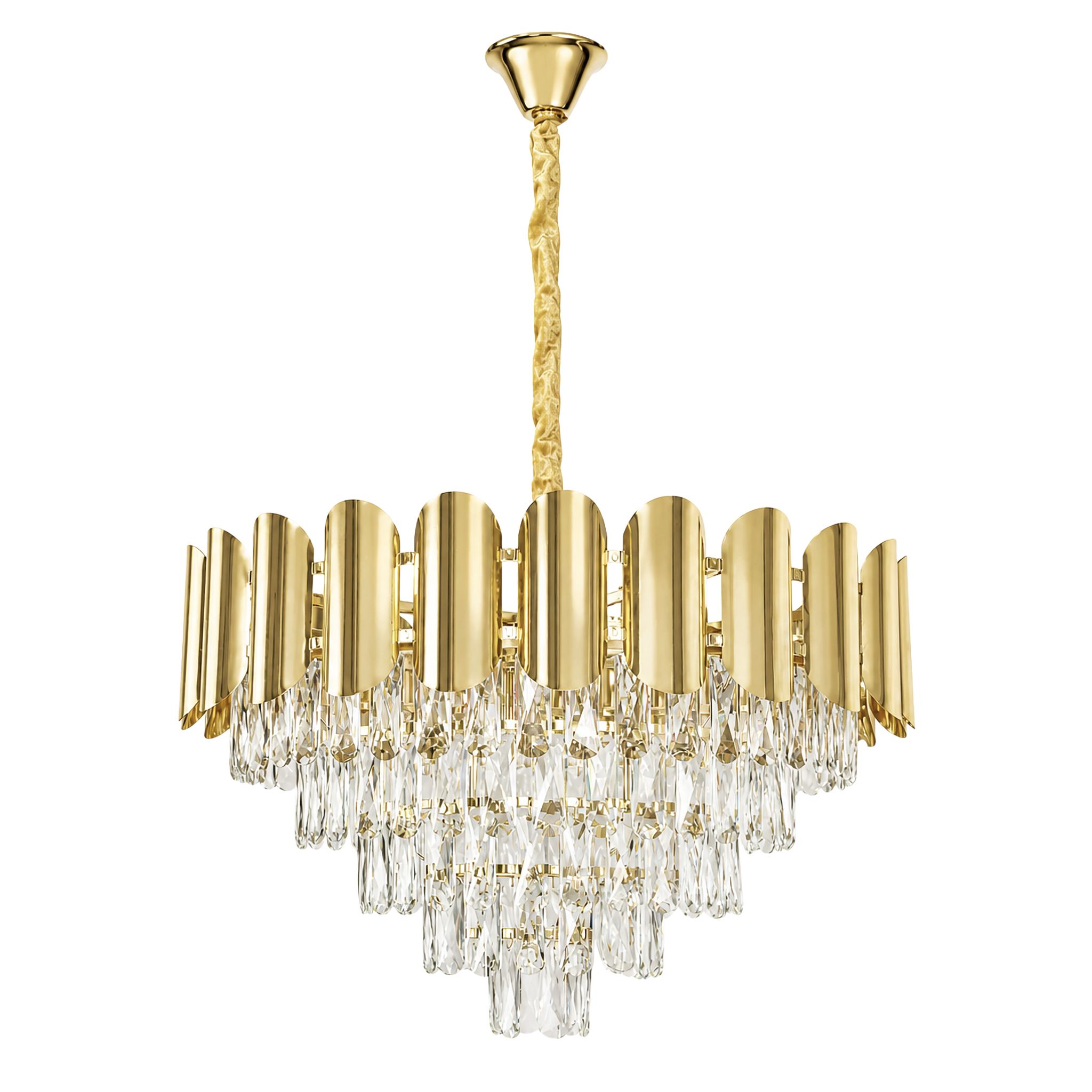 Lampa Wisząca z Kryształami Toolight SWE100-CP 60cm Złota