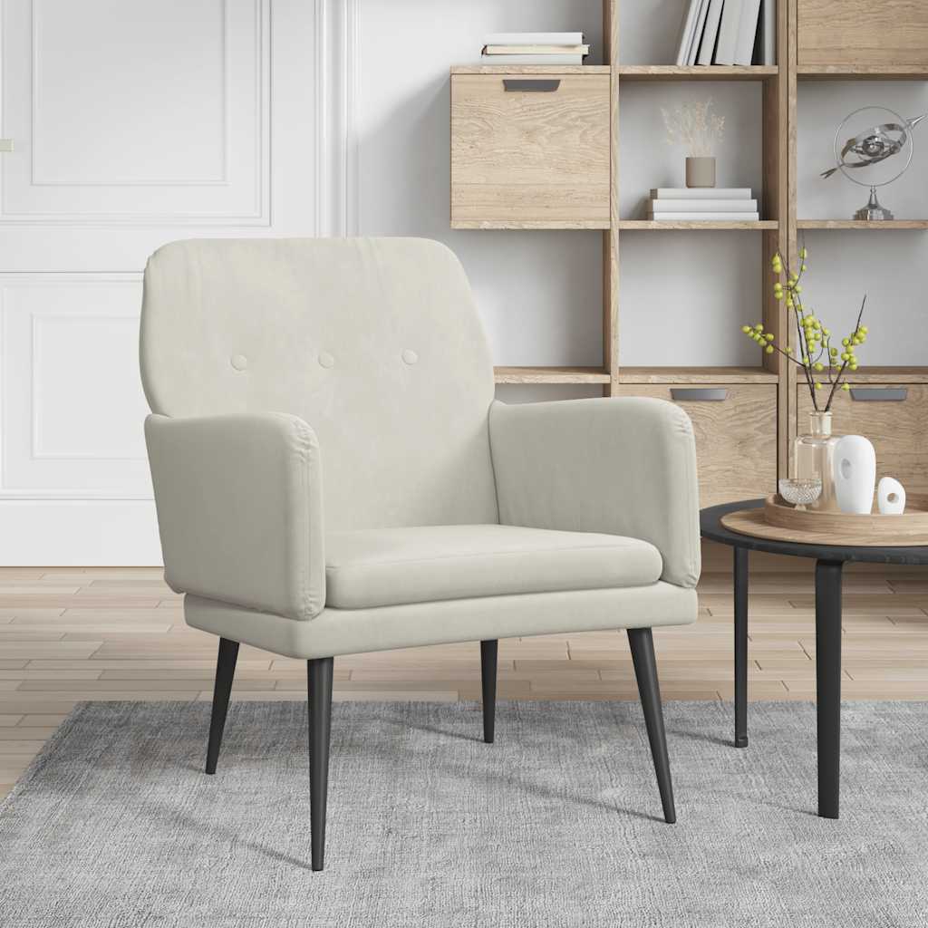 Fotel, kremowy, 62x79x79 cm, obity aksamitem