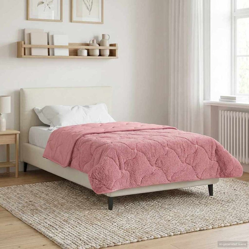 Zimowa Kołdra Różowy 135 x 200 cm Mikrofibra i Fleece Teddy vidaXL