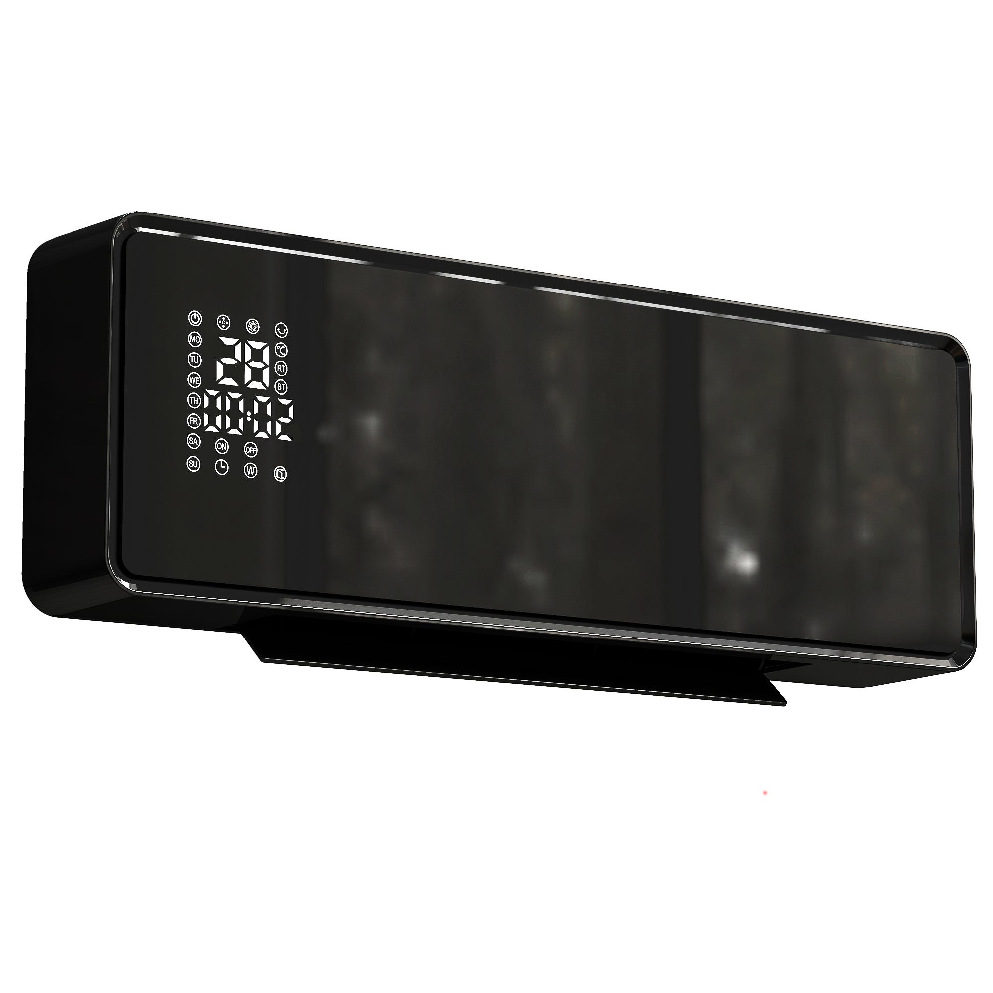 Grzejnik ścienny ceramiczny 1000/2000 W, grzejnik elektryczny, wentylator, termostat, timer, 54 x 18,7 x 12,3 cm, czarny