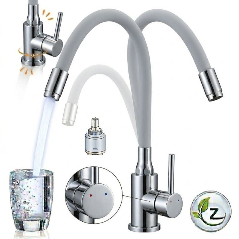 Bateria Zlewozmywakowa Elastyczna Wylewka Chrom/Szary Navira