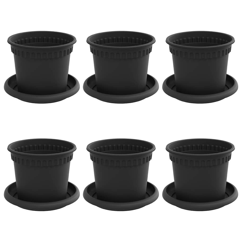 Doniczki 6 pcs Czarny Ø 12,5 x 10 cm Z tworzywa sztucznego