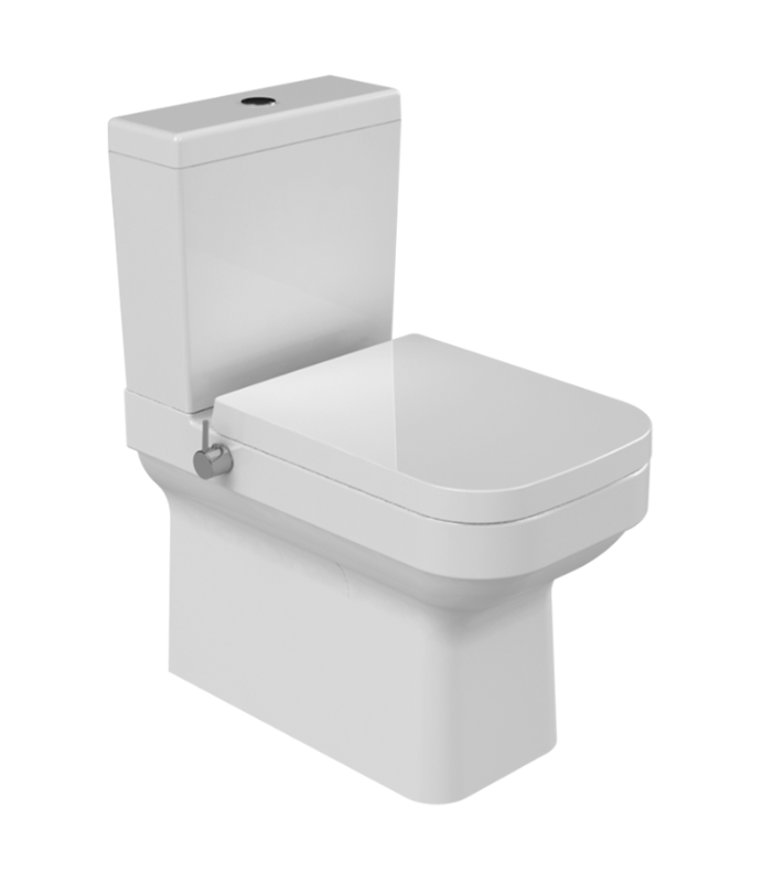 Kompakt WC z funkcją bidetu 34,5x62x76,5 cm, z baterią na ciepłą i zimną wodę, odpływ pion/poziom, deska Soft Close, biały, Noura CeraStyle