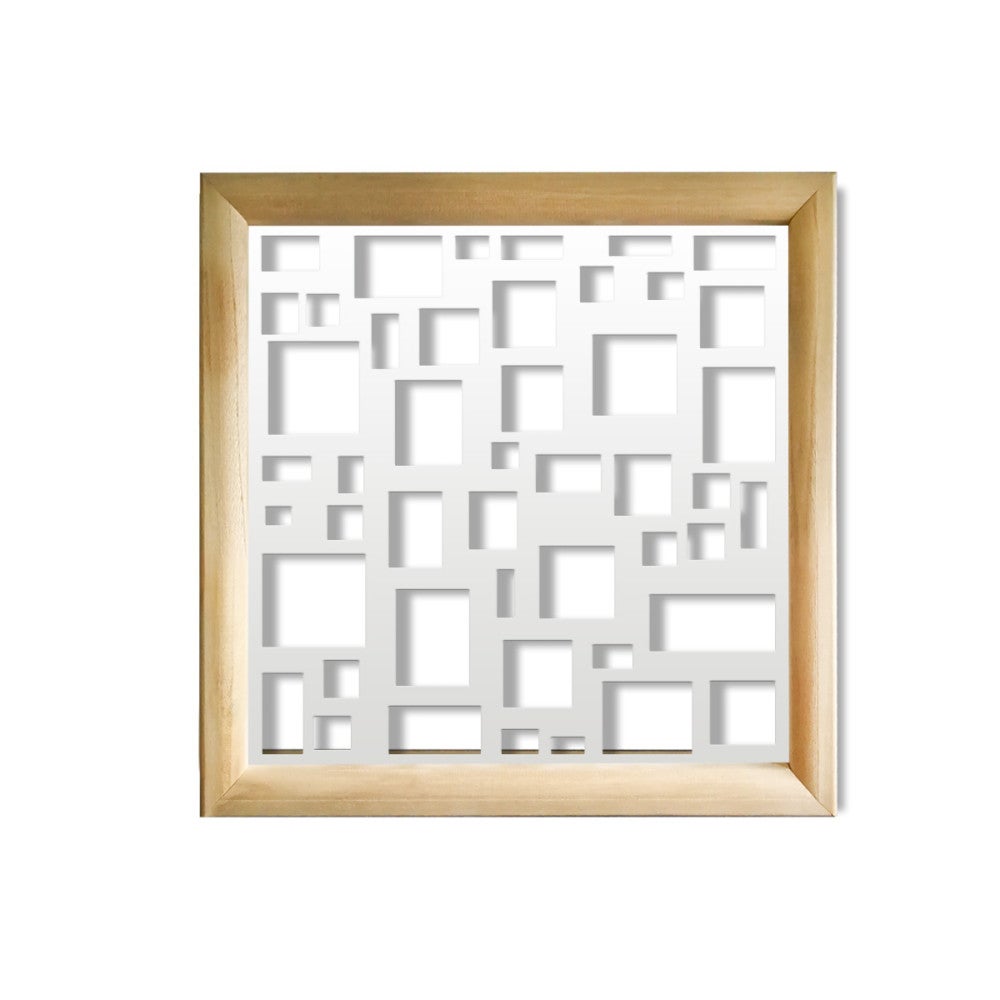 LOSOWE - Kwadratowe moduły dekoracyjne z drewna i PCV - Rozmiar 98x98 cm - Grubość 64 mm - Kolor wewnętrzny BIAŁY