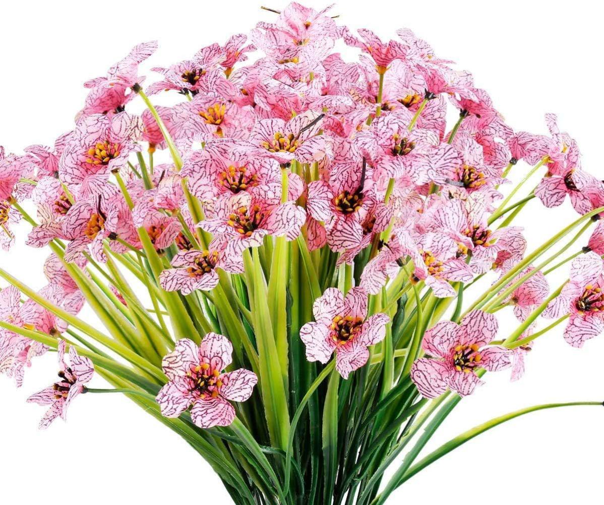 Sztuczne fioletowe kwiaty, 6 szt. - 16*35 cm (Róża) z tworzywa sztucznego, odporne na UV, nie blakną, do wnętrz i na zewnątrz, okna.