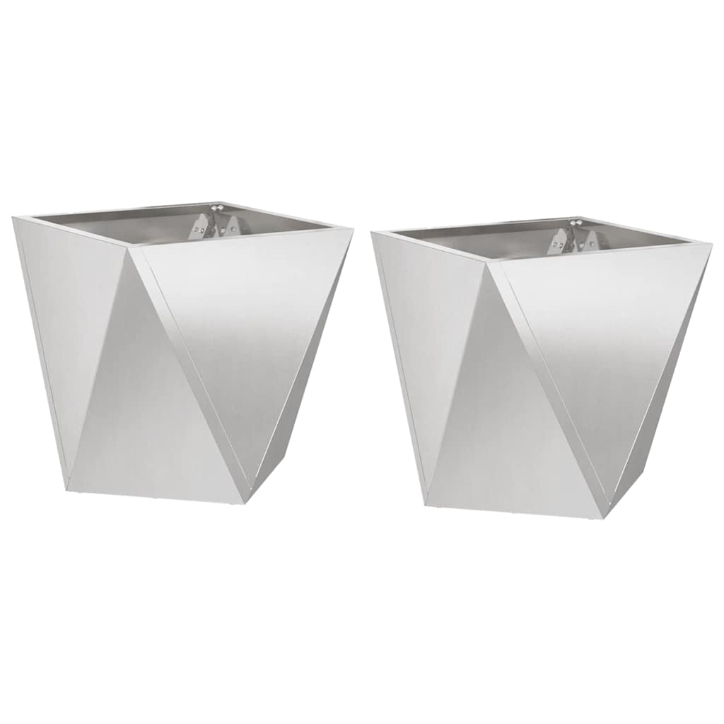 Donica 2 szt. Srebrny 30 x 30 x 30 cm Stal nierdzewna