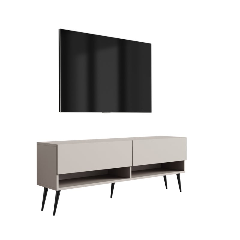 Szafka pod telewizor 140 cm Kaszmir, nóżki pochyłe czarne, 140 × 32 × 52 cm