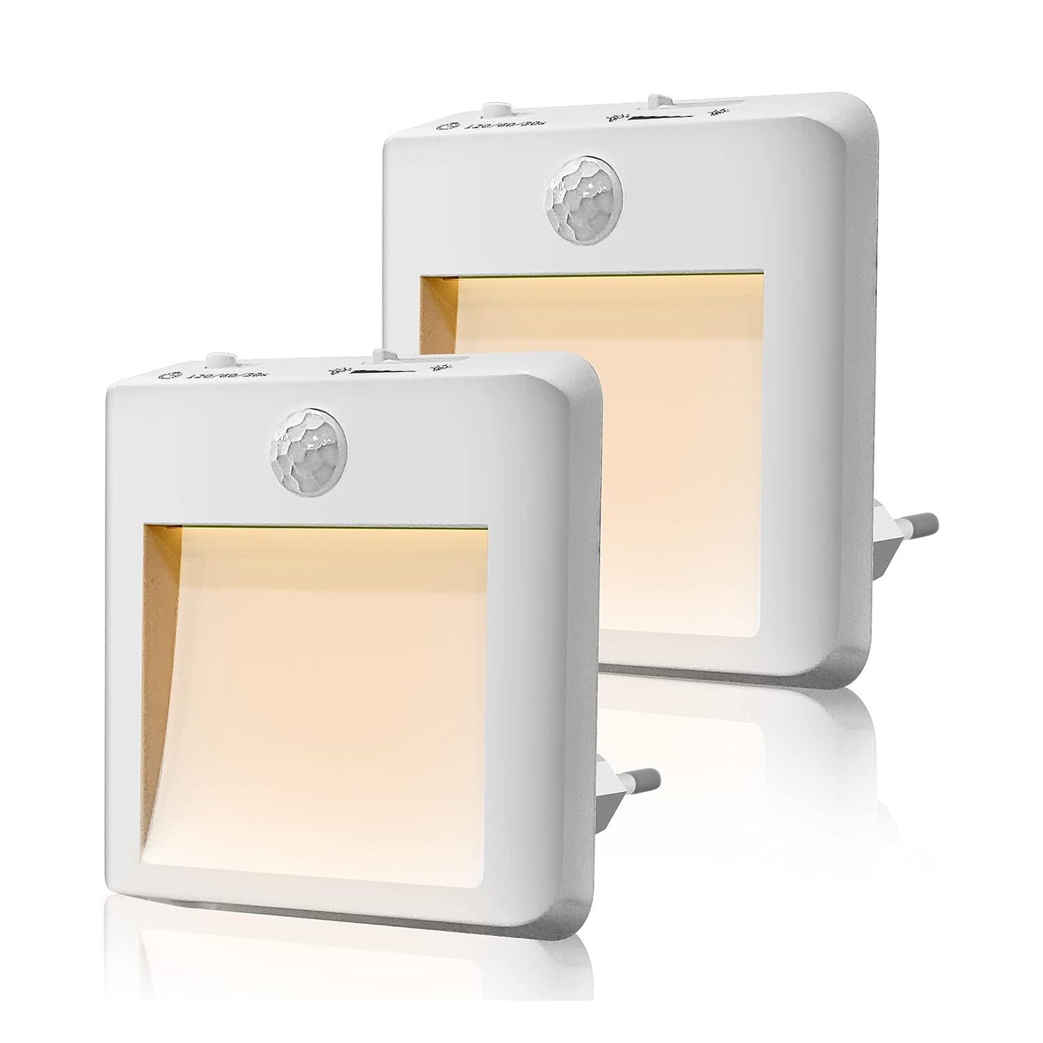 Zestaw 2 lamp z czujnikiem ruchu o mocy 0,6 W, inteligentne nocne światło podczerwone, stale regulowana intensywność światła, 2700-3200K