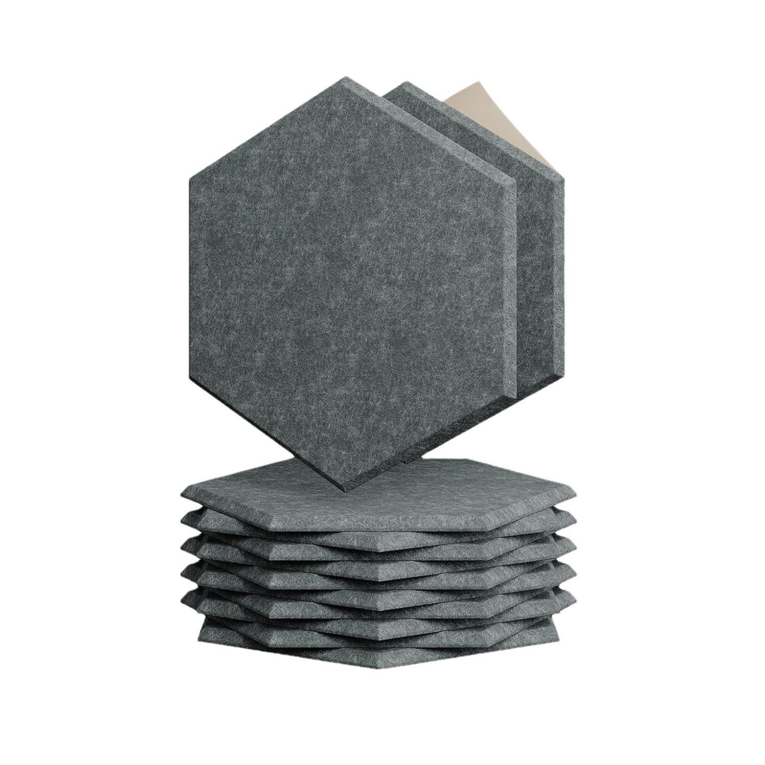 12 sztuk samoprzylepnych paneli dźwiękochłonnych w kształcie sześciokąta, panele akustyczne z włókna poliestrowego, 26*30*15*0,9 cm, ciemnoszary