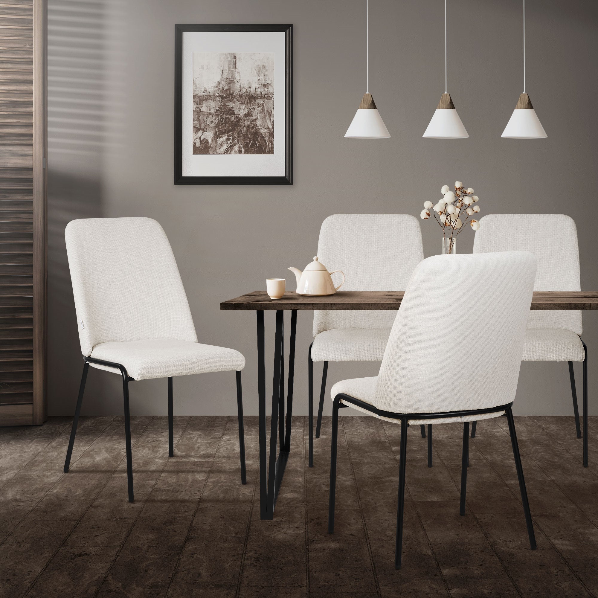 ML-Design krzesła do jadalni zestaw 6 beżowy tapicerowane fotele krzesła kuchenne ergonomiczne wygodne metalowe nogi styl nowoczesny