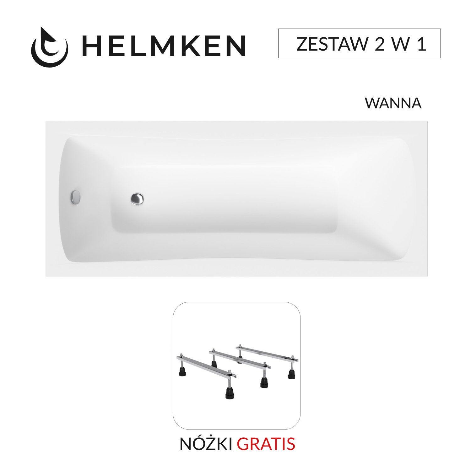 Wanna akrylowa Helmken Luna 150 х 70 + Nóżki / 23093002