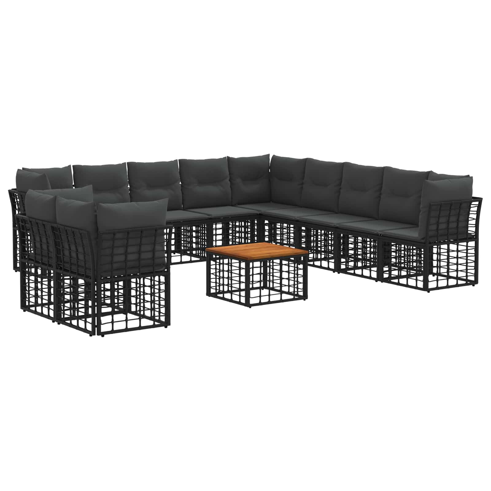 Zestaw sof na zewnątrz 12 pcs Czarny i Ciemnoszary Poliester vidaXL