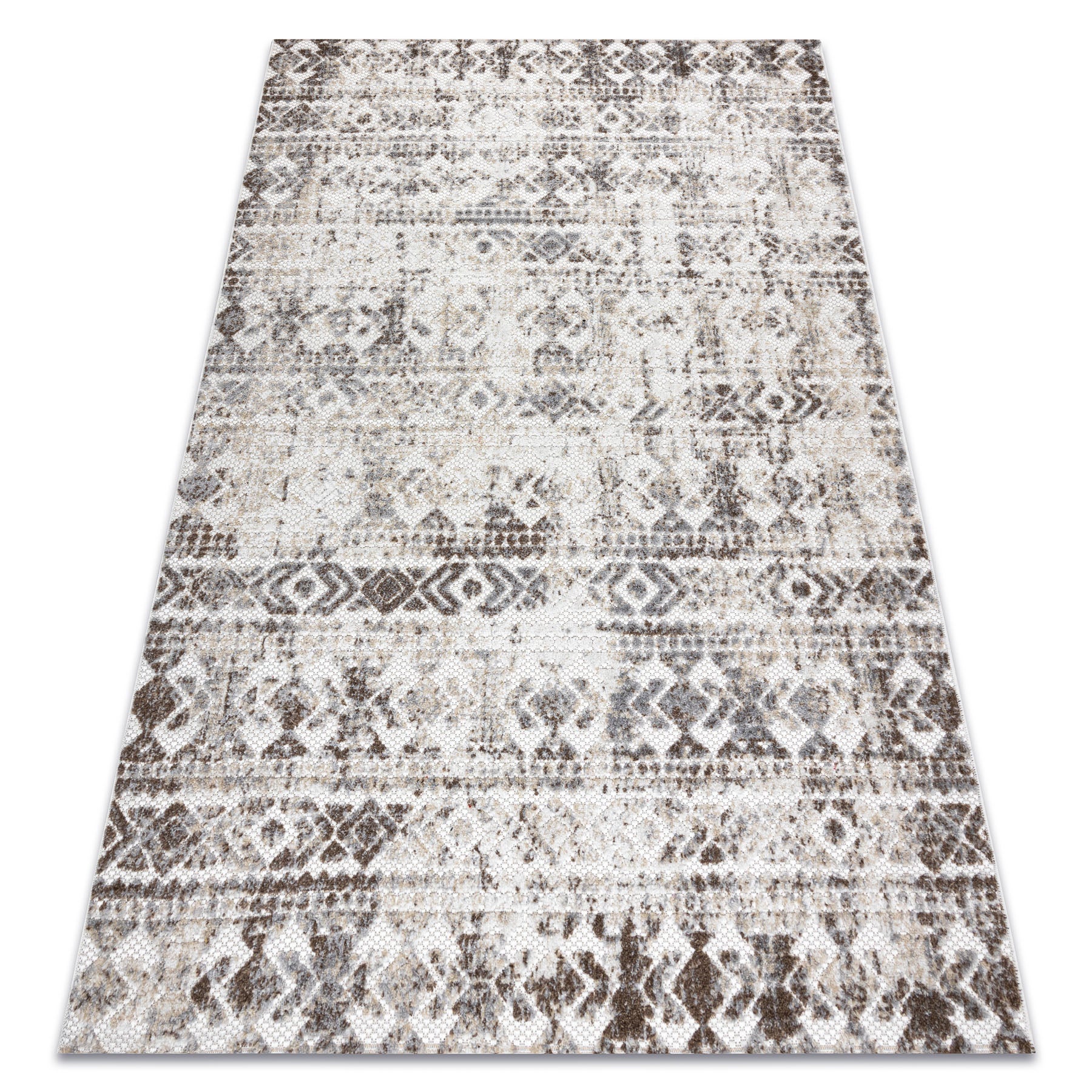 Dywan Strukturalny SOLE D3732 Aztecki, romby - płasko tkany beż 160x220 cm
