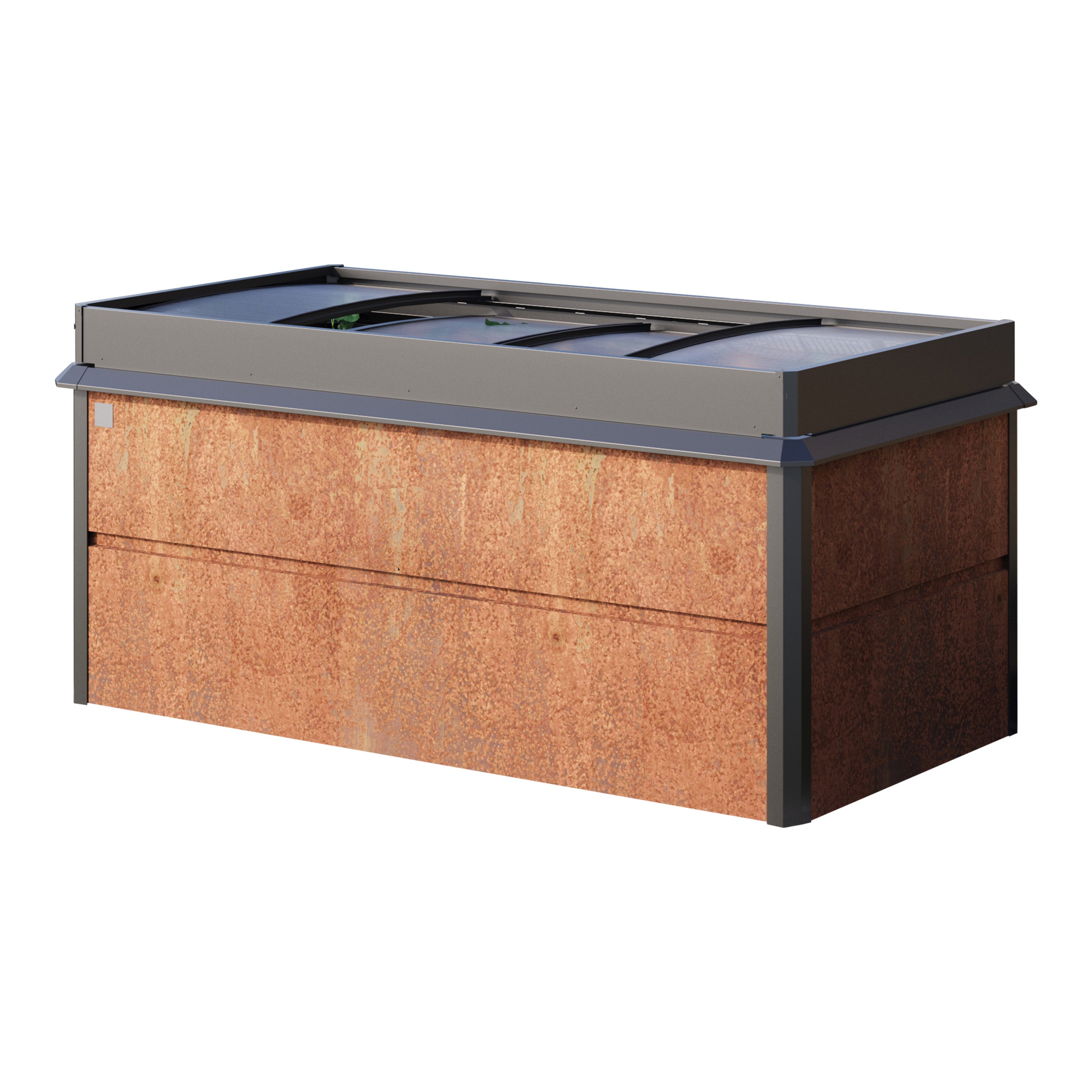 200 x 100 x 77 cm Grzadka podwyzszona, stal corten, Optyka rdzy, z ochrona przed slimakami i inspektem ogrodowym