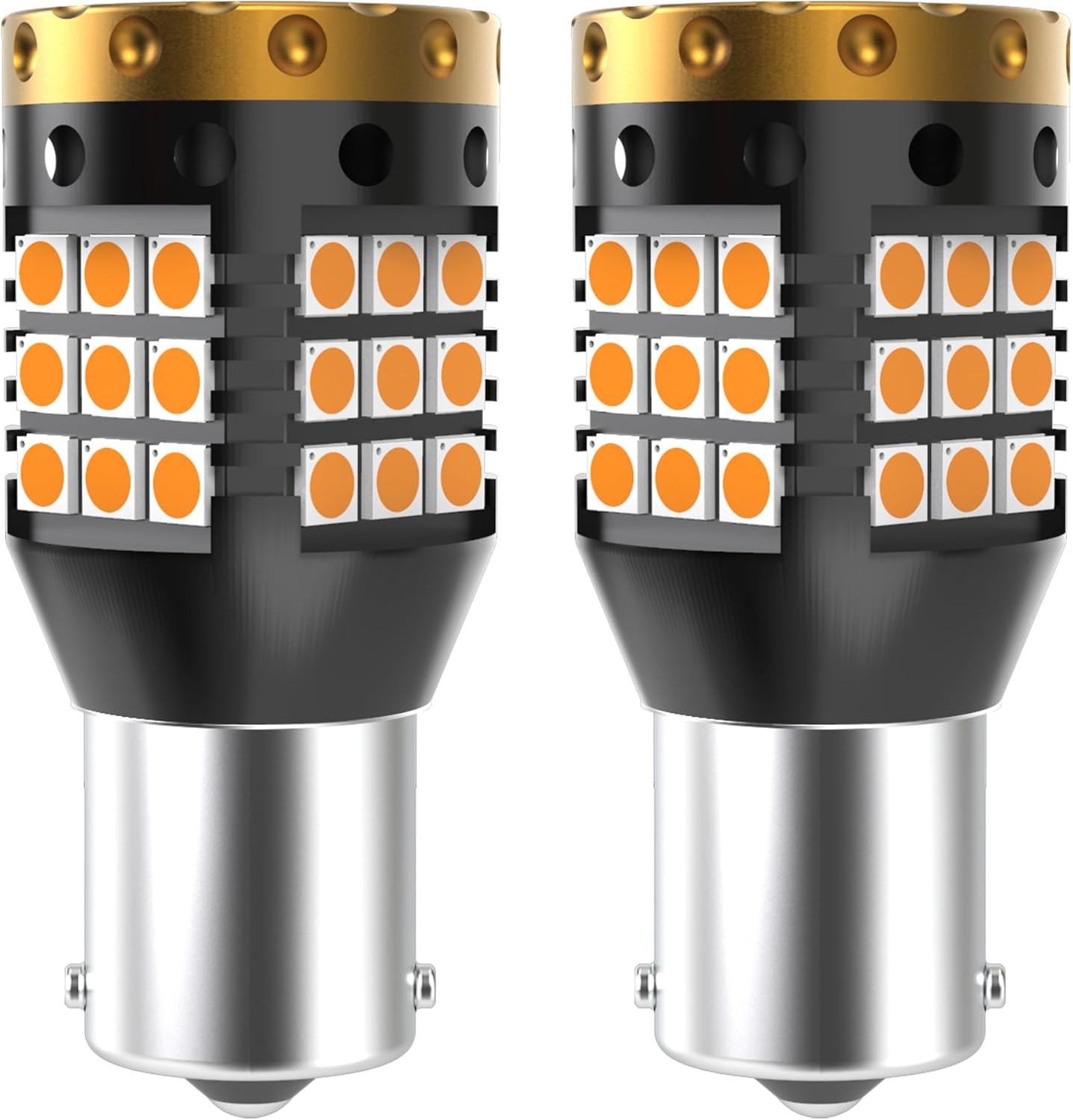(Opakowanie 2 szt.) 1156 BA15S P21W Żarówki LED do kierunkowskazów, bursztynowe, żółte, pomarańczowe, 3700 lm, 3030, 45 SMD, Canbus, wolne od błędów,