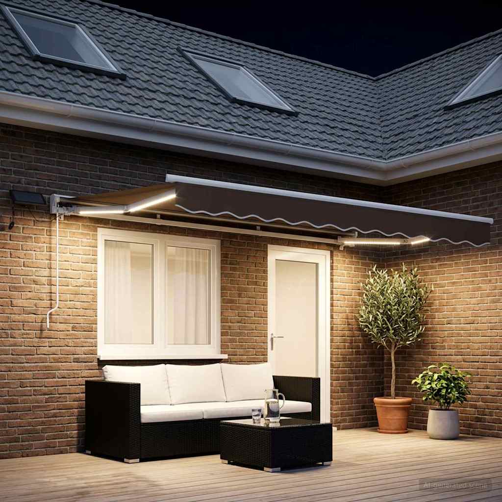 Ręczny ramowy zewnętrzny markizowy z LED Ciemnoszary 5 × 3,5 m vidaXL