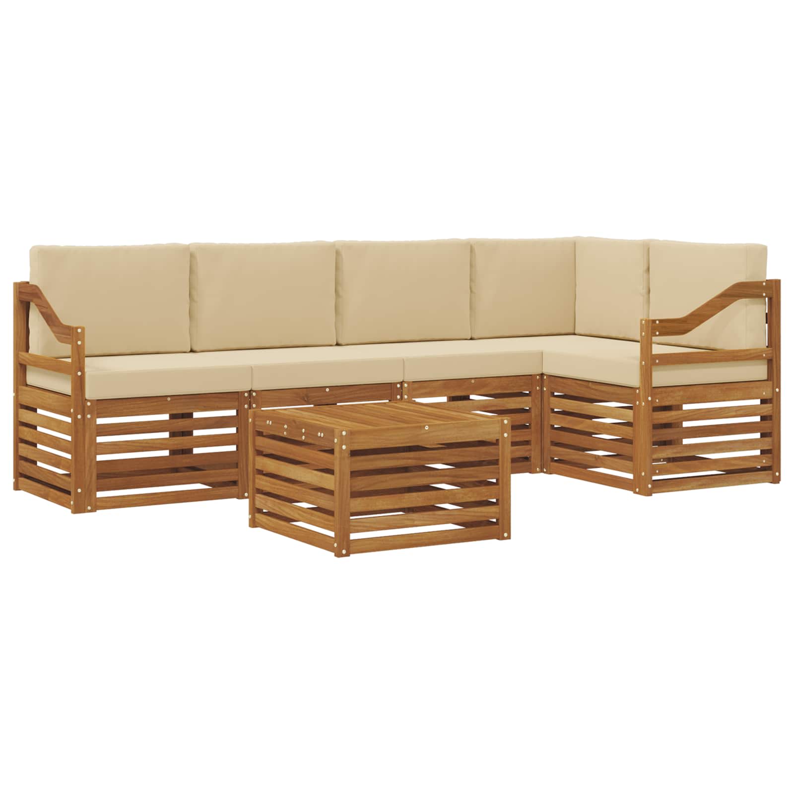 Zestaw sofy narożnej z poduszką 6 pcs Naturalny i Beżowy