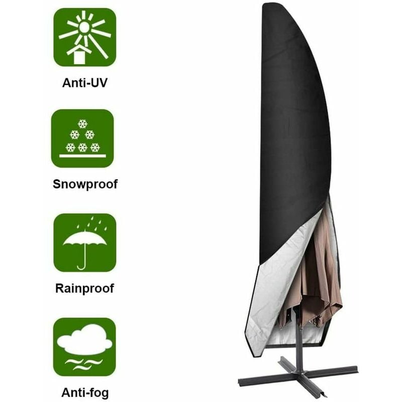 Pokrowiec na parasol, 265 cm Pokrowiec/ochronny na parasol ogrodowy Oxford Wodoodporny, Czarny A
