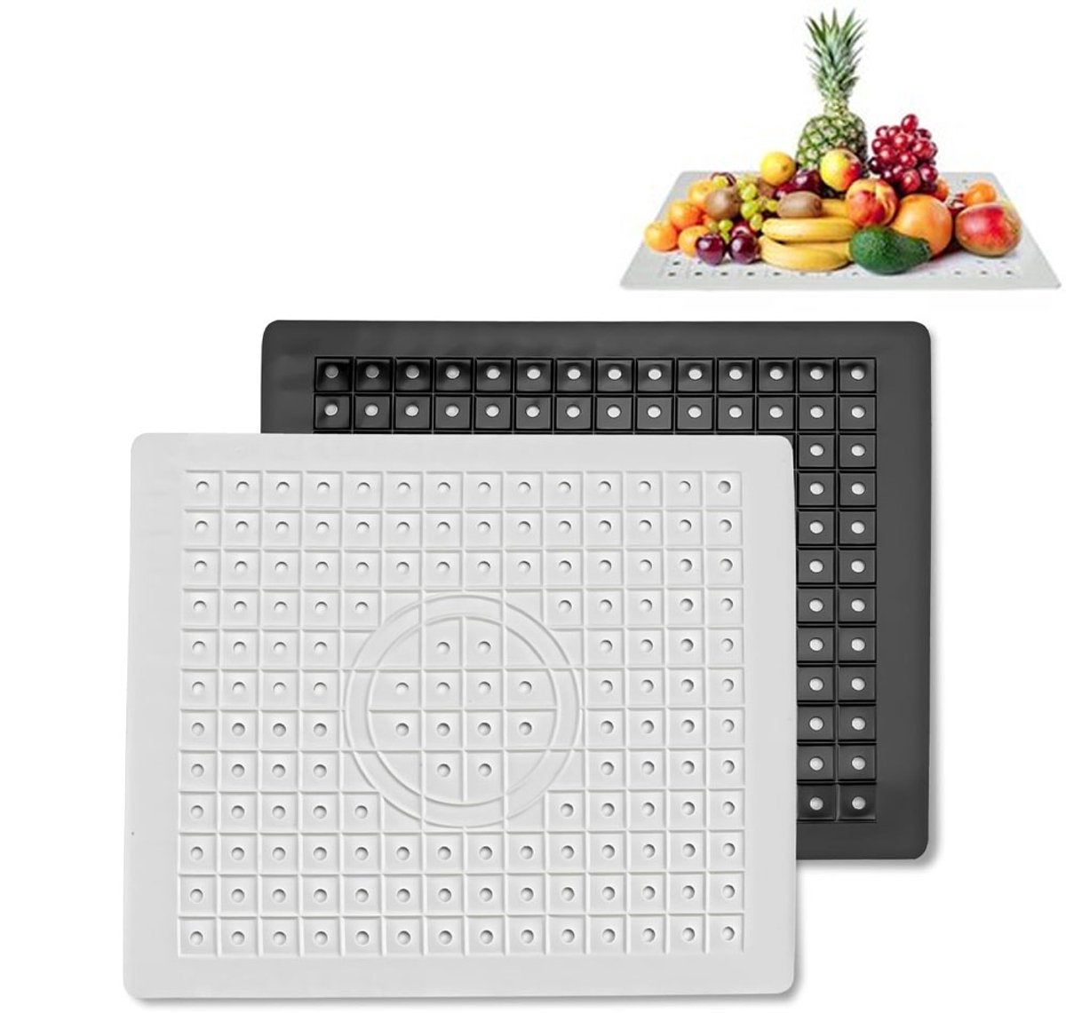 Zestaw 2 mat pod zlew 31 x 26 cm, biało-czarne, prostokątne, akcesoria kuchenne, ochraniacze na zlew, podstawki, maty gumowe