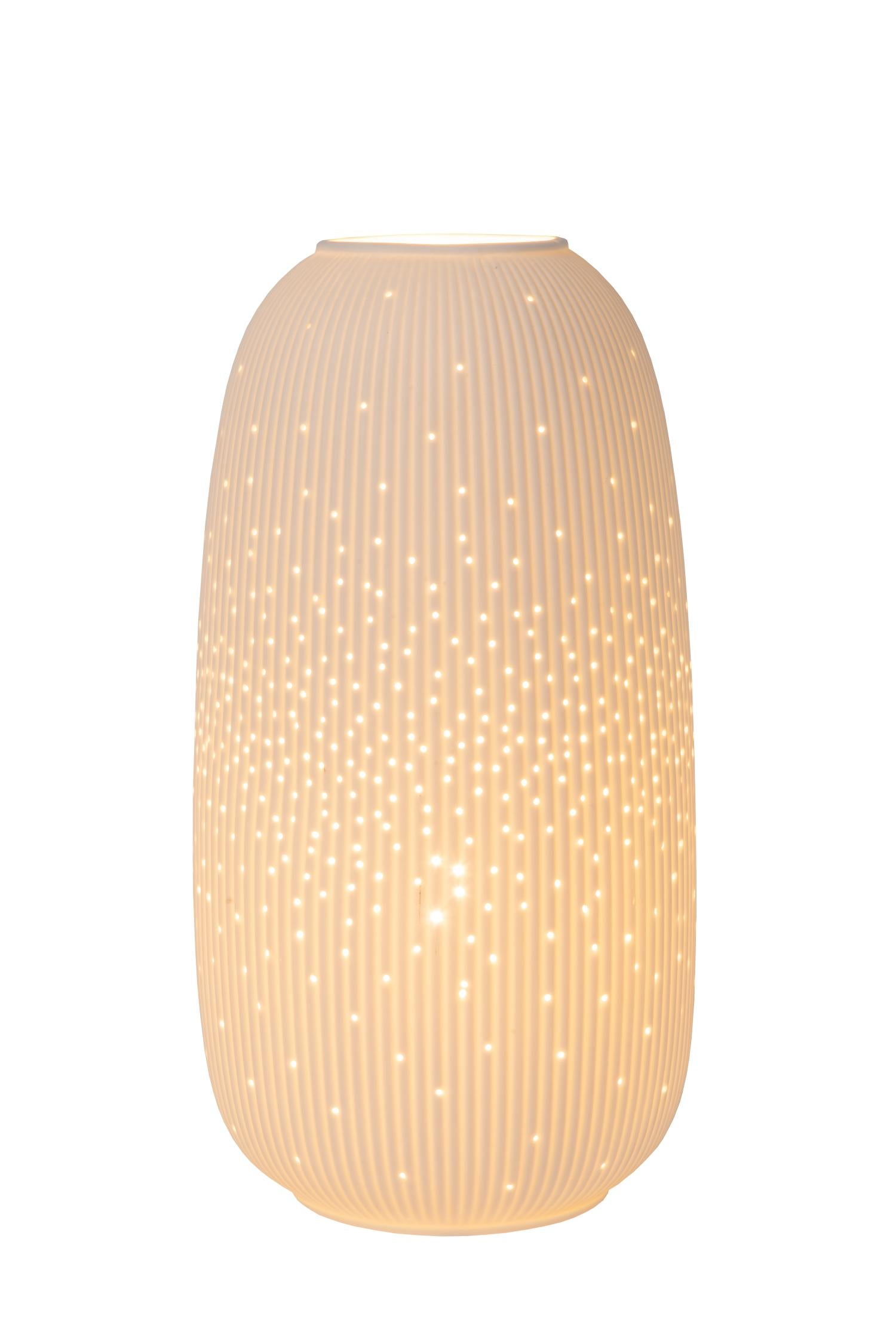 Lampa stołowa porcelanowa Flores biała 1xE14x25W porcelana wym:33,2x17,5x17,5cm IP20 Lucide