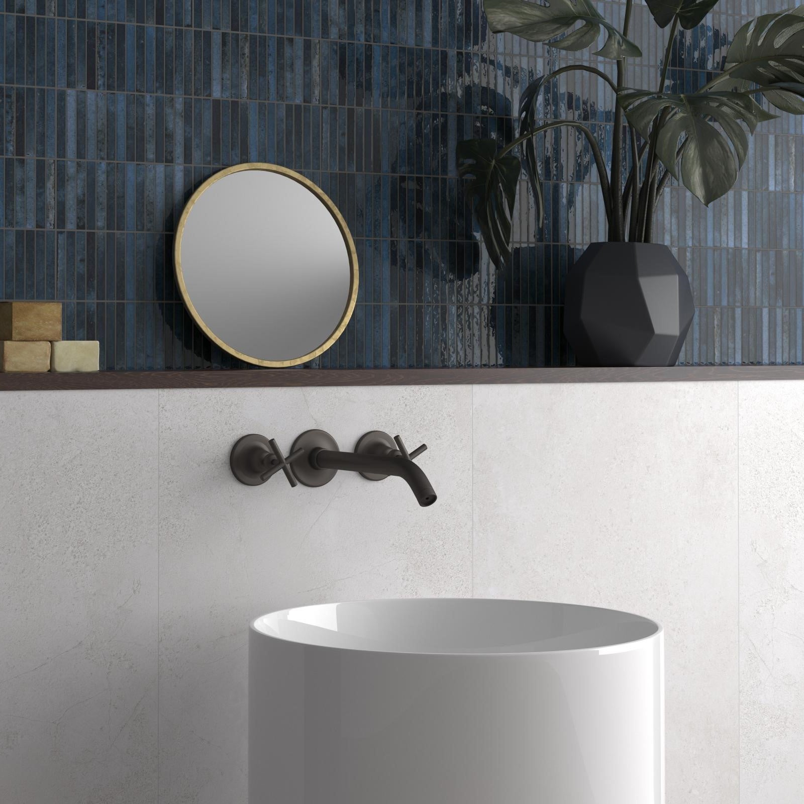 Mozaika Kit-Kat Ocean Glossy 11,5x23,1 cm – jasnoniebieska, błyszcząca okładzina ścienna premium z gresu porcelanowego