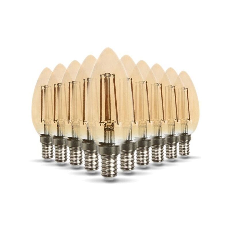 Zestaw 10 Żarówek LED E14 bursztynowa 4W eq 40W 400lm Temperatura Barwowa: Biały ciepły 2200K