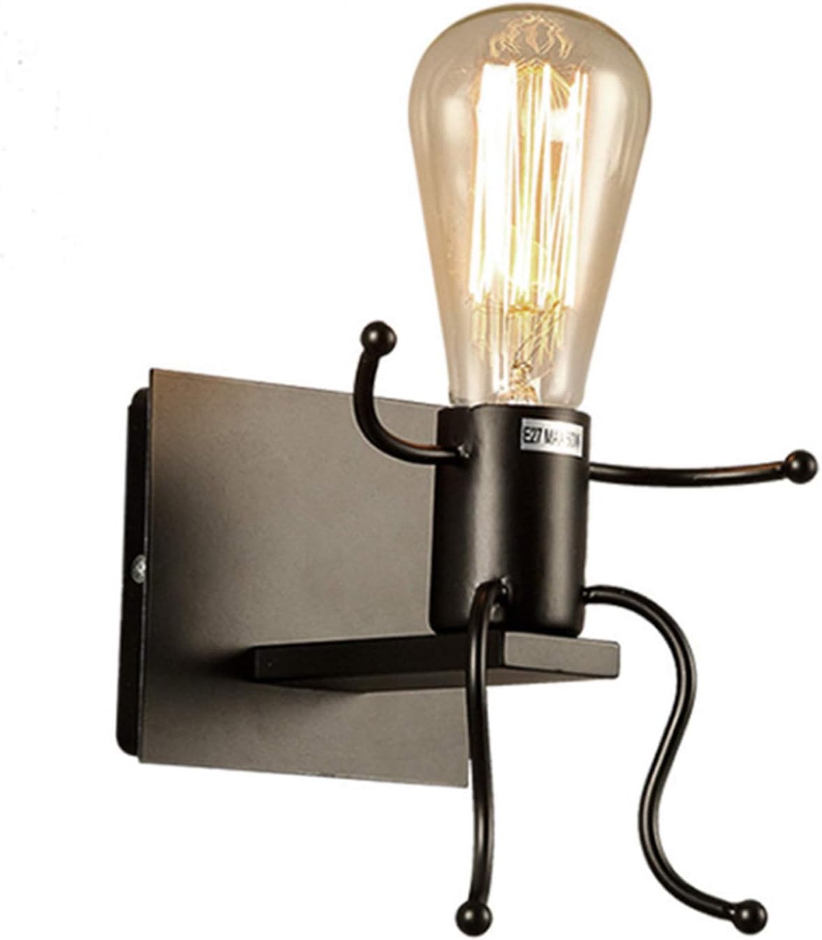 Kreatywna, industrialna, retro, czarna, metalowa lampa ścienna E27 (siedzisko)