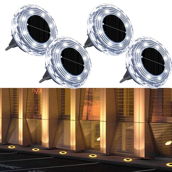 Zestaw 4 lamp zewnętrznych, lampy podziemne, lampy solarne LED, ciepłe światło, wodoszczelne lampy dekoracyjne zewnętrzne