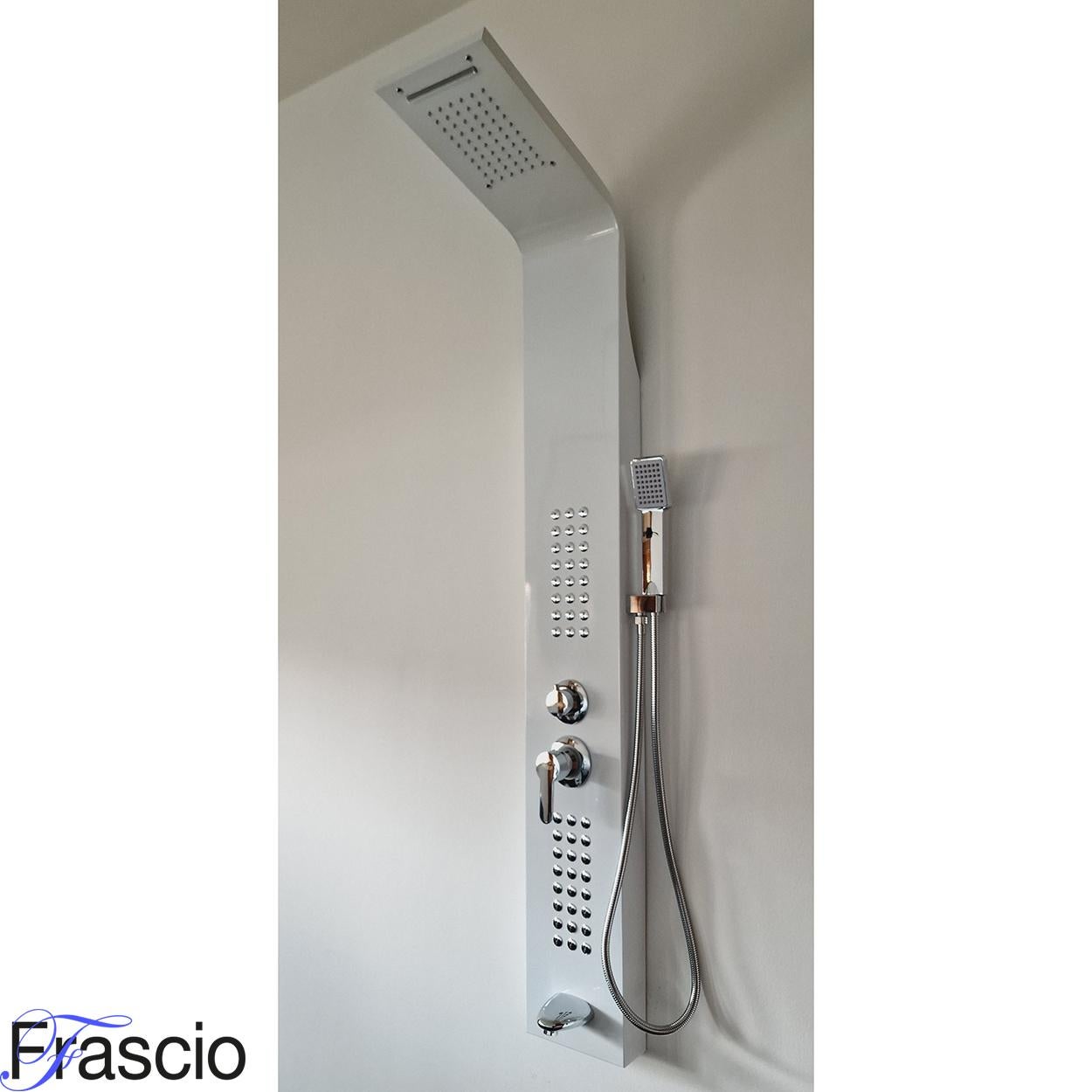 Kolumna prysznicowa z hydromasażem, Fra9010, biały, stal nierdzewna 18/10 – FRASCIO